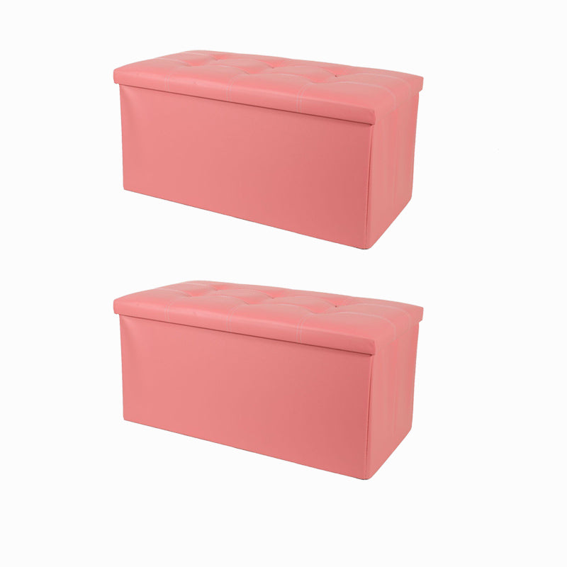 Trendy Faux Leather Ottoman Plain Tufted Rectangle Foot Stool Ottoman with Storage