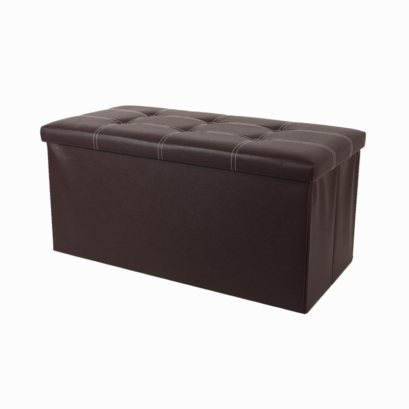 Trendy Faux Leather Ottoman Plain Tufted Rectangle Foot Stool Ottoman with Storage