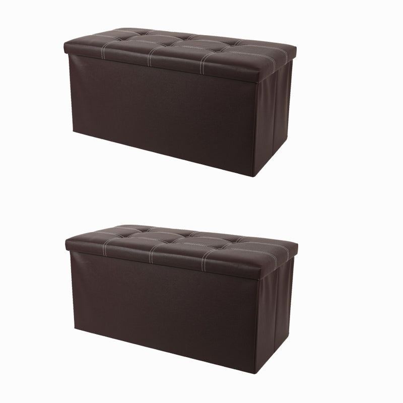 Trendy Faux Leather Ottoman Plain Tufted Rectangle Foot Stool Ottoman with Storage