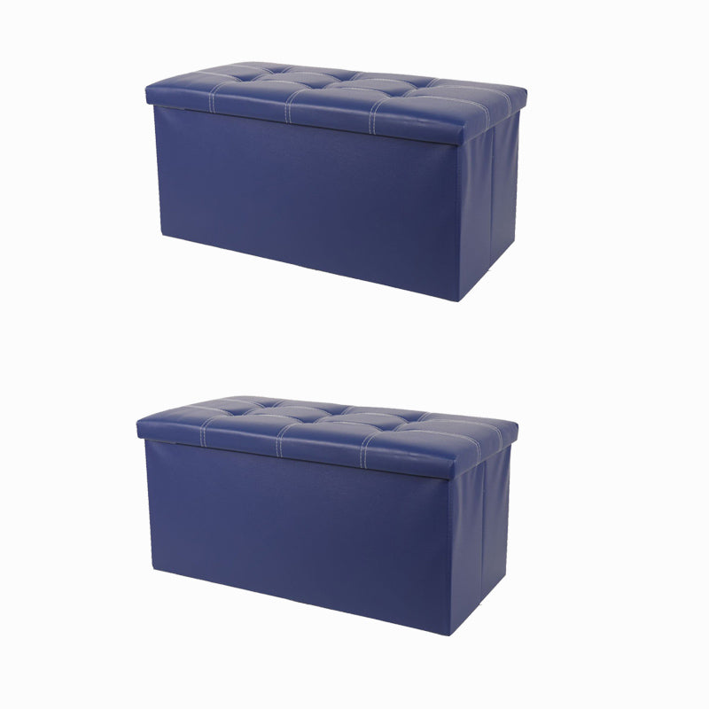 Trendy Faux Leather Ottoman Plain Tufted Rectangle Foot Stool Ottoman with Storage