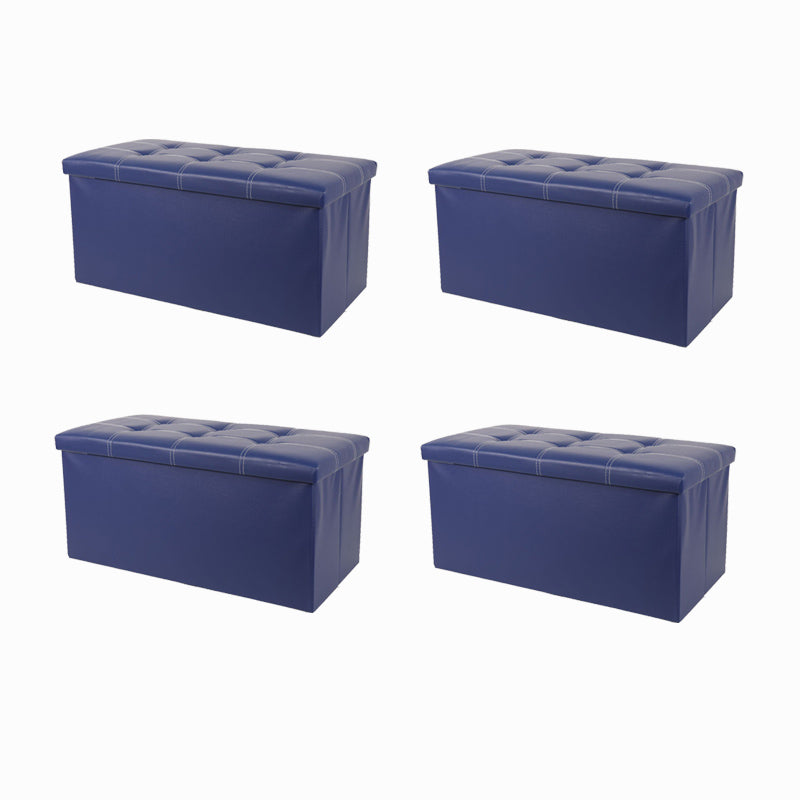 Trendy Faux Leather Ottoman Plain Tufted Rectangle Foot Stool Ottoman with Storage