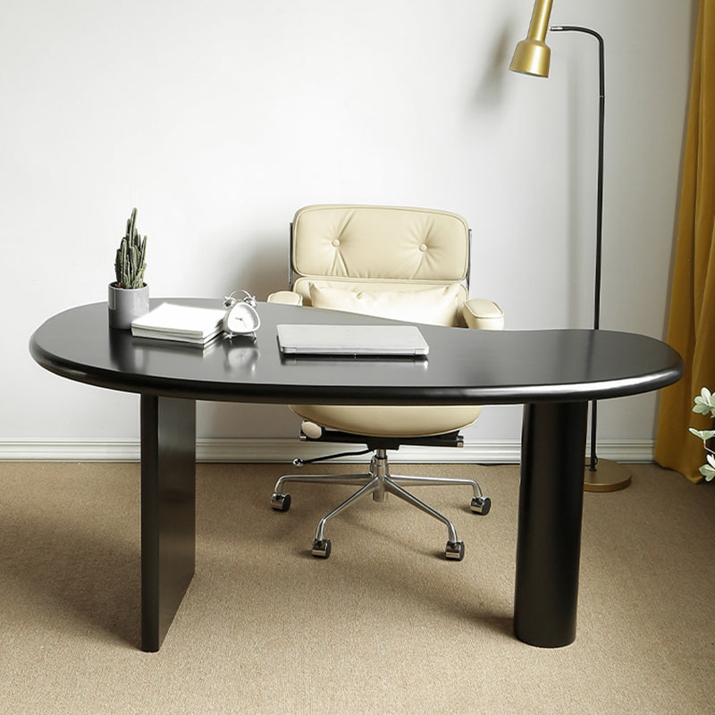 Unconventional Shape Office Desk Contemporary Solid Wood Writing Desk for Home