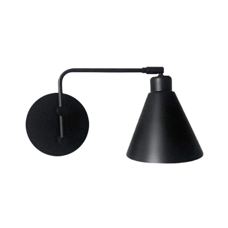 Funzione lampada a 1 testa in cono concote agricola bianca/nera Finitura Black Finione rotabile a parete per soggiorno
