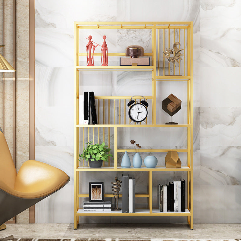 Standard Metal Shelf Bookcase Glam Open Book Shelf with Shelves