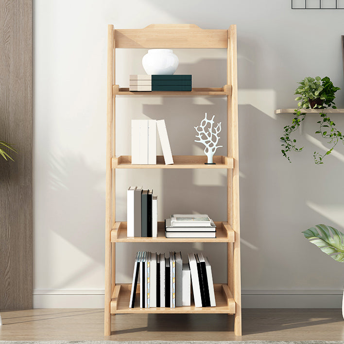 Modern Walnut Open Book Shelf Ladder Shelf Bookcase for Study Room