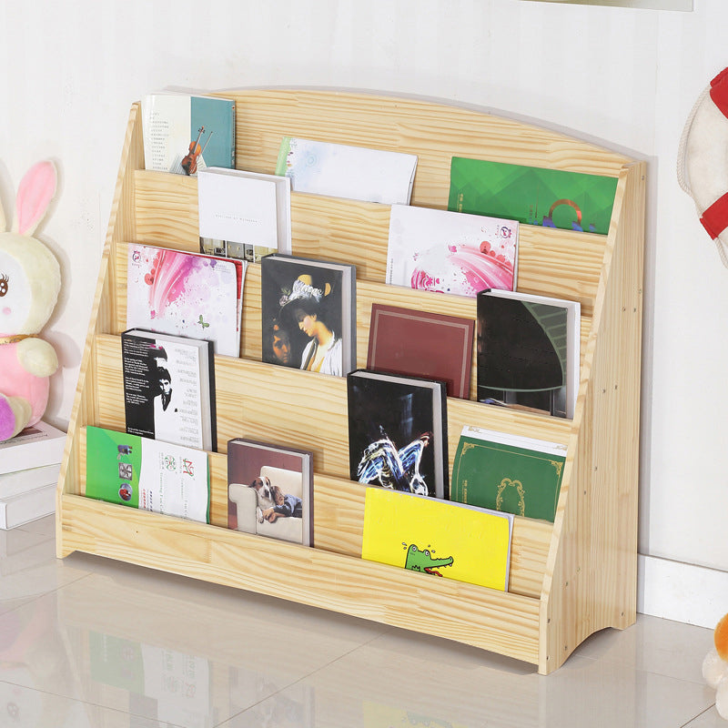 Natural Wooden Shelf Bookcase Pine Closed Back Book Shelf Modern