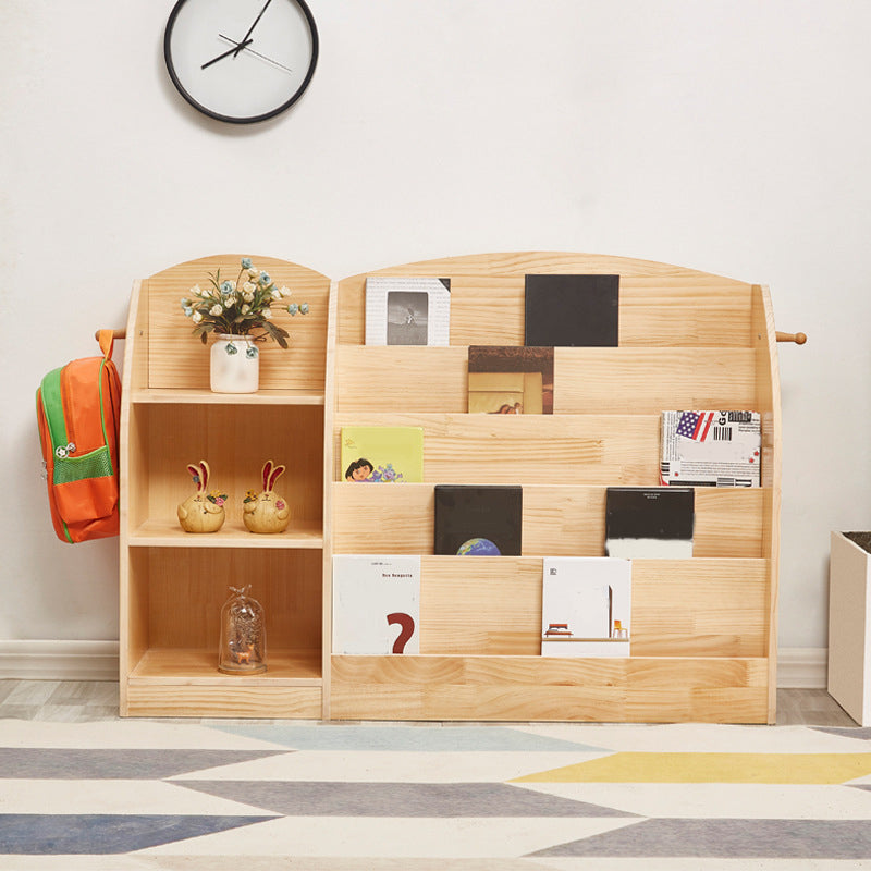 Natural Wooden Shelf Bookcase Pine Closed Back Book Shelf Modern