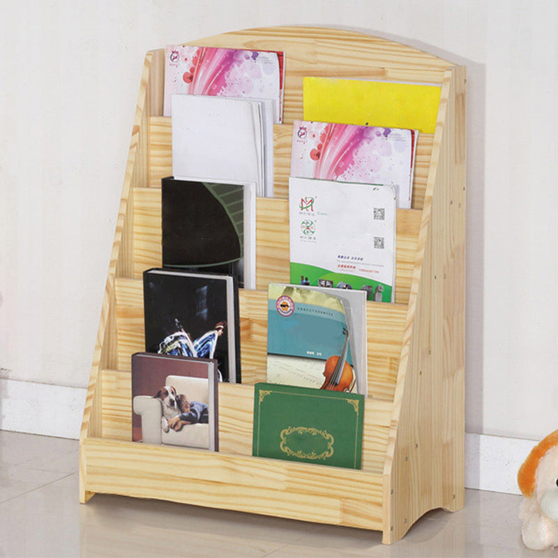 Natural Wooden Shelf Bookcase Pine Closed Back Book Shelf Modern