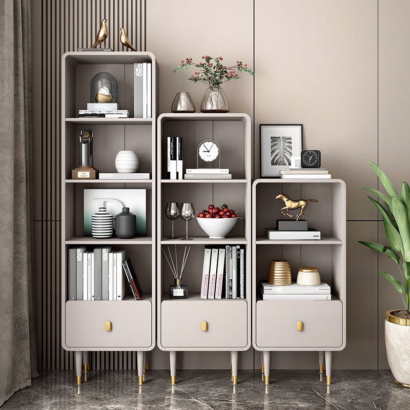 Solid Wood Bookshelf Modern Standard Bookshelf 10.5" W with Drawers