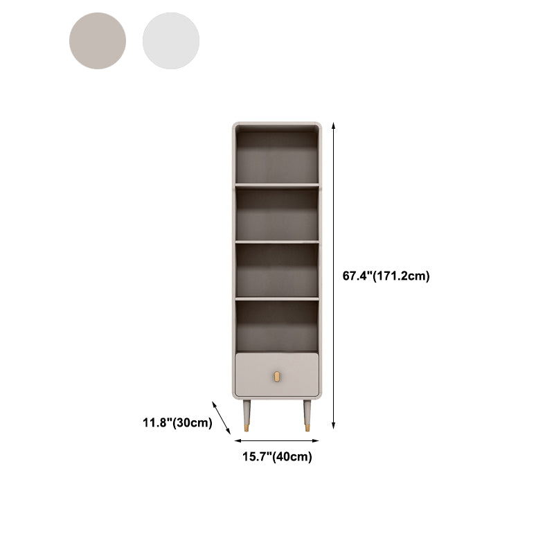 Solid Wood Bookshelf Modern Standard Bookshelf 10.5" W with Drawers