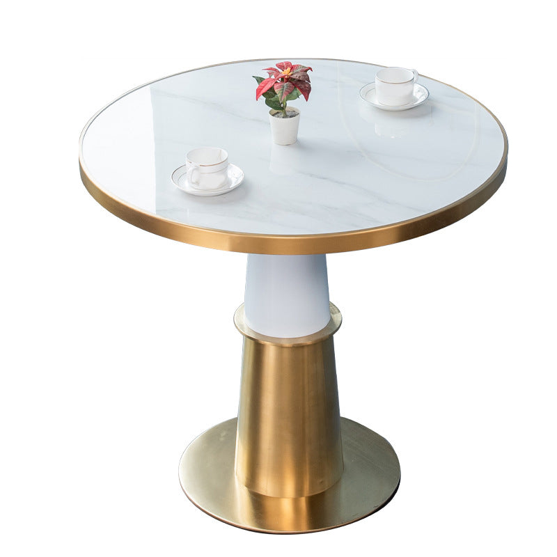 Faux Marble Glam Style Dining Set Round 1/5 Pieces Dining Set for Home Use