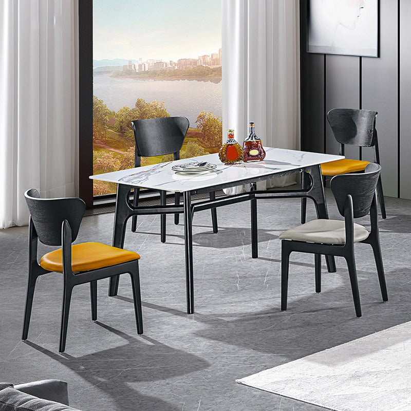 Contemporary Style Rectangle Table Set 1/2/5 Pieces Dining Set for Kitchen