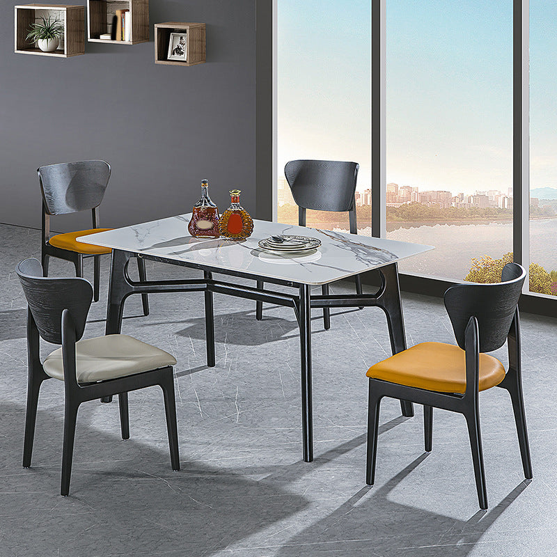 Contemporary Style Rectangle Table Set 1/2/5 Pieces Dining Set for Kitchen
