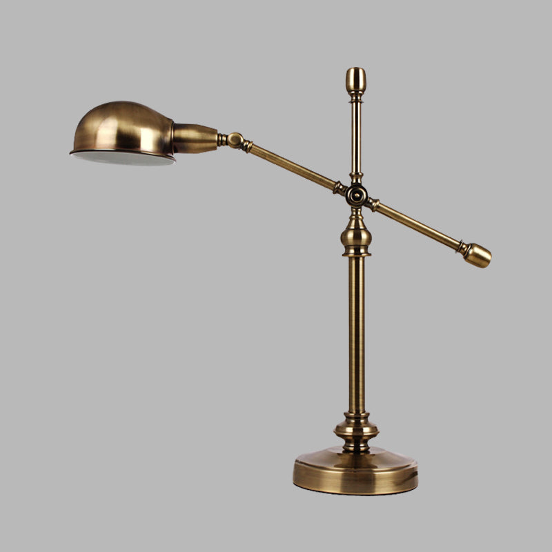 LED DESCH DESCH DESCH DIE LANDLICHE DOME DOME Metalltischlampe in Gold mit rotbarem Kreuzarm