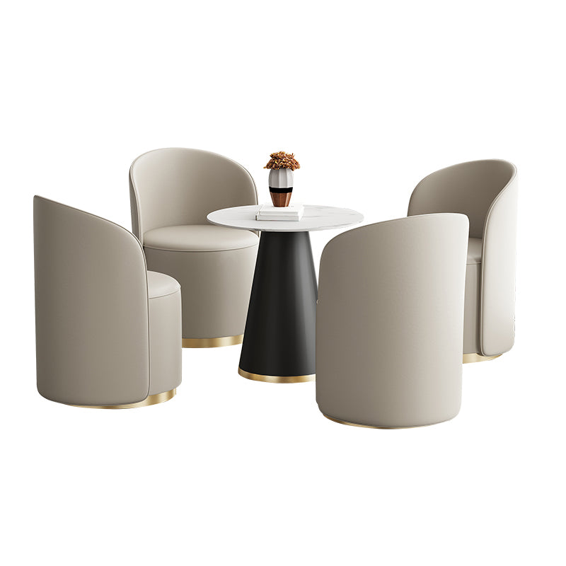 Modern Style Sintered Stone Dining Set Round 1/3/5 Pieces Dining Set for Home Use