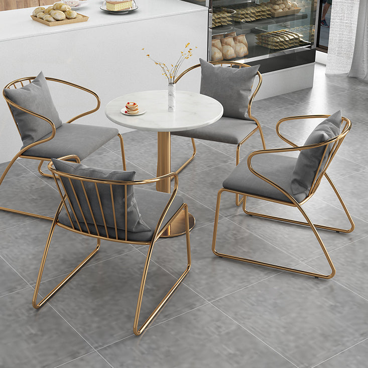 White 1/5 Pieces Dining Set Modern Style Faux Marble Dining Table Set for Home Use