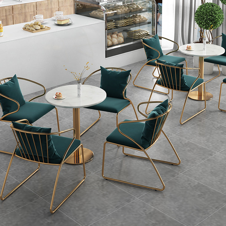 White 1/5 Pieces Dining Set Modern Style Faux Marble Dining Table Set for Home Use