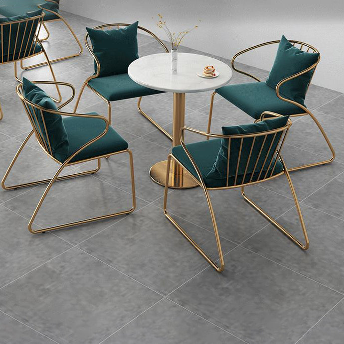 White 1/5 Pieces Dining Set Modern Style Faux Marble Dining Table Set for Home Use