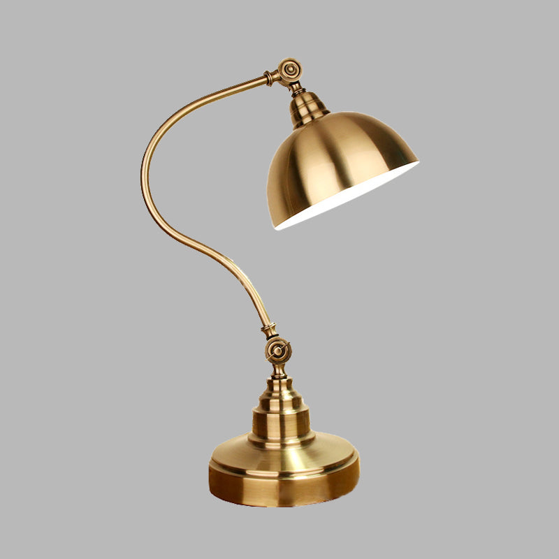 GOOEN CEK ARM STUDIEKAMER TABEL LICHT VINTAGE METALLISCHE GOUD -plug -in LED -taaklamp met koepelschaduw