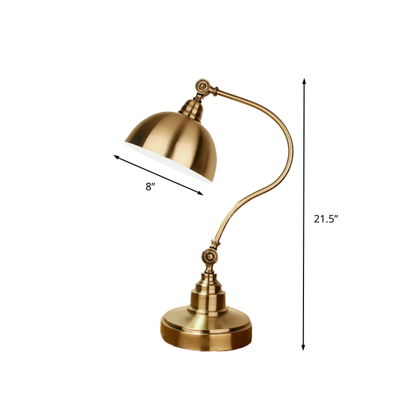 GOOEN CEK ARM STUDIEKAMER TABEL LICHT VINTAGE METALLISCHE GOUD -plug -in LED -taaklamp met koepelschaduw