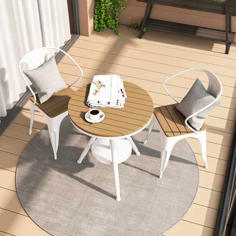 Nordic 1/2/3 Pieces Dining Set Round Plastic Wood Dining Table for Balcony