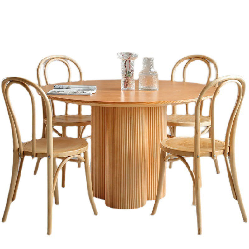 Nordic 1/3/4/5/7 Pieces Dining Set Round Wood Dining Table for Dining Room