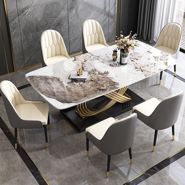 1/4/5/7 Pieces Rectangular Dining Set Luxurious Sintered Stone Top Dinette Table Set