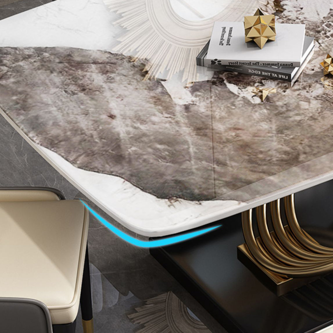 1/4/5/7 Pieces Rectangular Dining Set Luxurious Sintered Stone Top Dinette Table Set