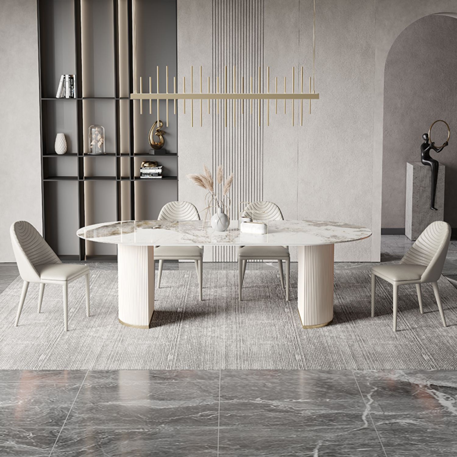 Contemporary Rectangle Table Set 1/4/5/6/7 Pieces Dining Set for Home Use