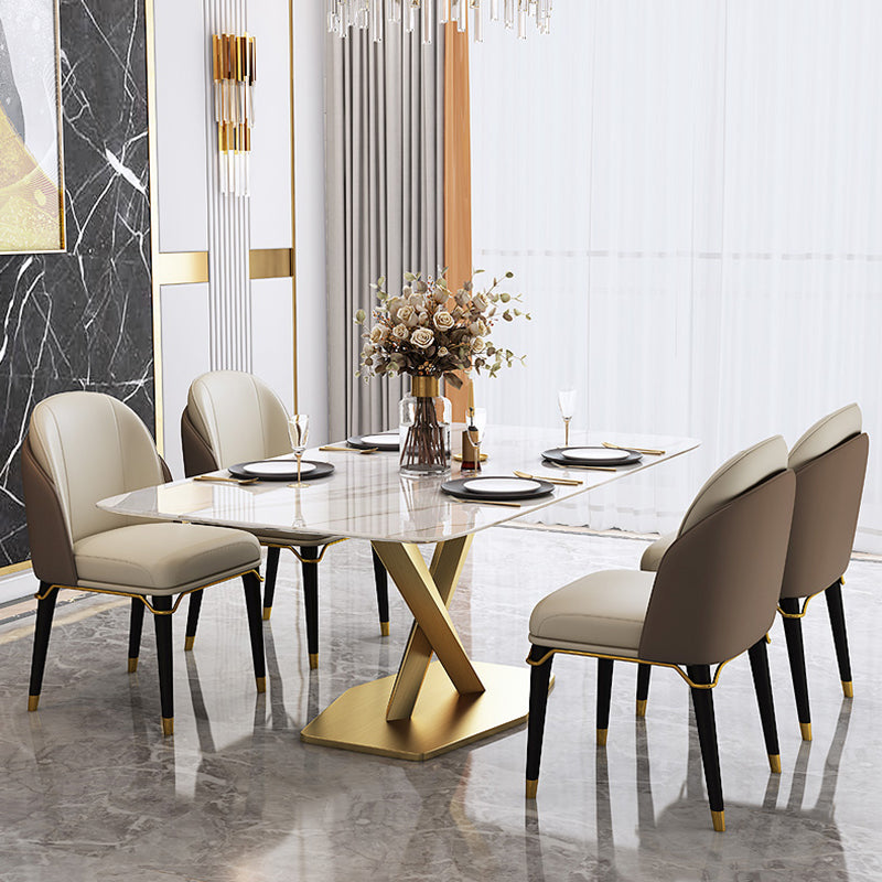 Glam Rectangle Table Set 1/2/5/6/7 Pieces Dining Set for Kitchen