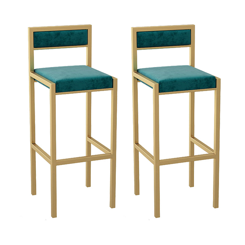 Indoor Glam Counter Stool Footrest Low Back Rectangle Upholstered Dining Stool