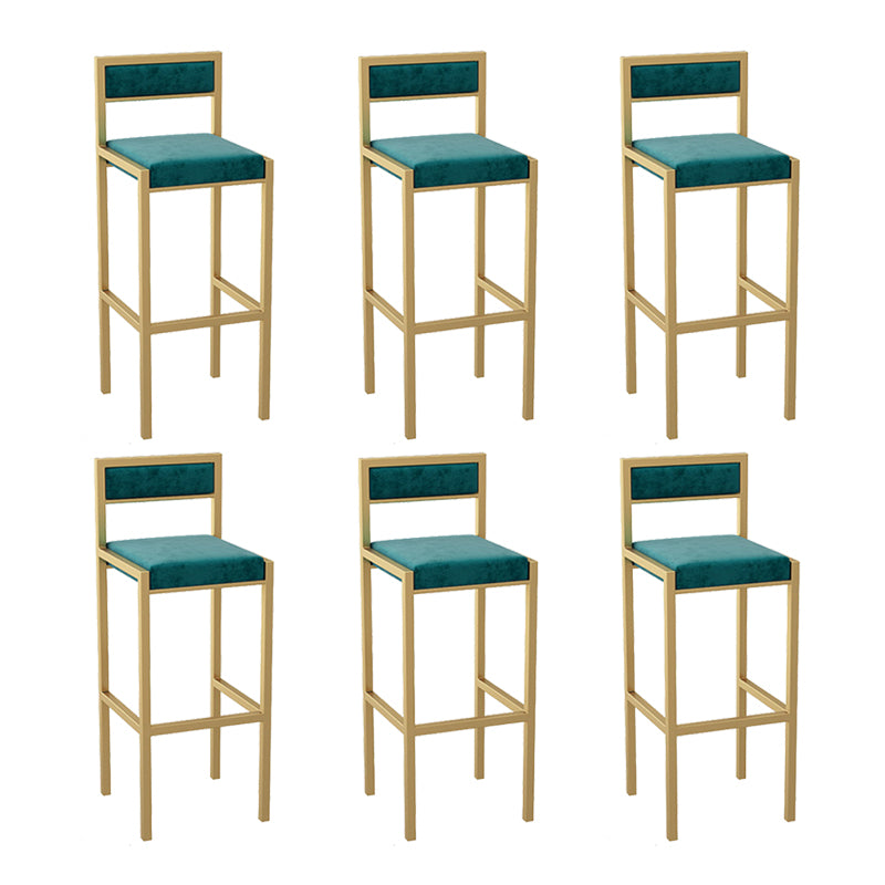 Indoor Glam Counter Stool Footrest Low Back Rectangle Upholstered Dining Stool