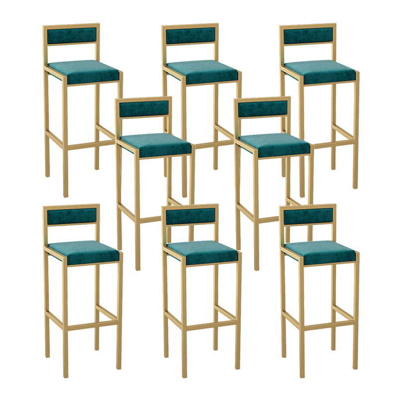 Indoor Glam Counter Stool Footrest Low Back Rectangle Upholstered Dining Stool