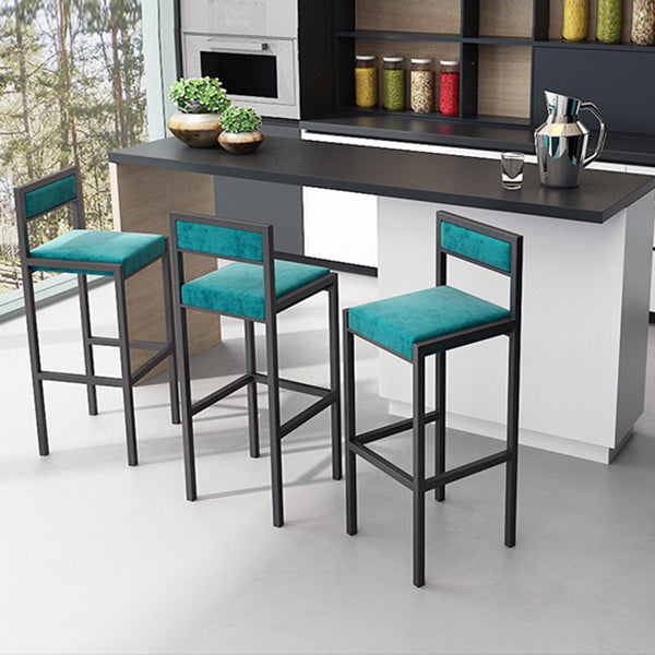 Indoor Glam Counter Stool Footrest Low Back Rectangle Upholstered Dining Stool