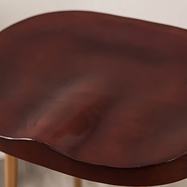 Modern Armless Backless Counter Stool Iron Bar Stool with Wooden Seat