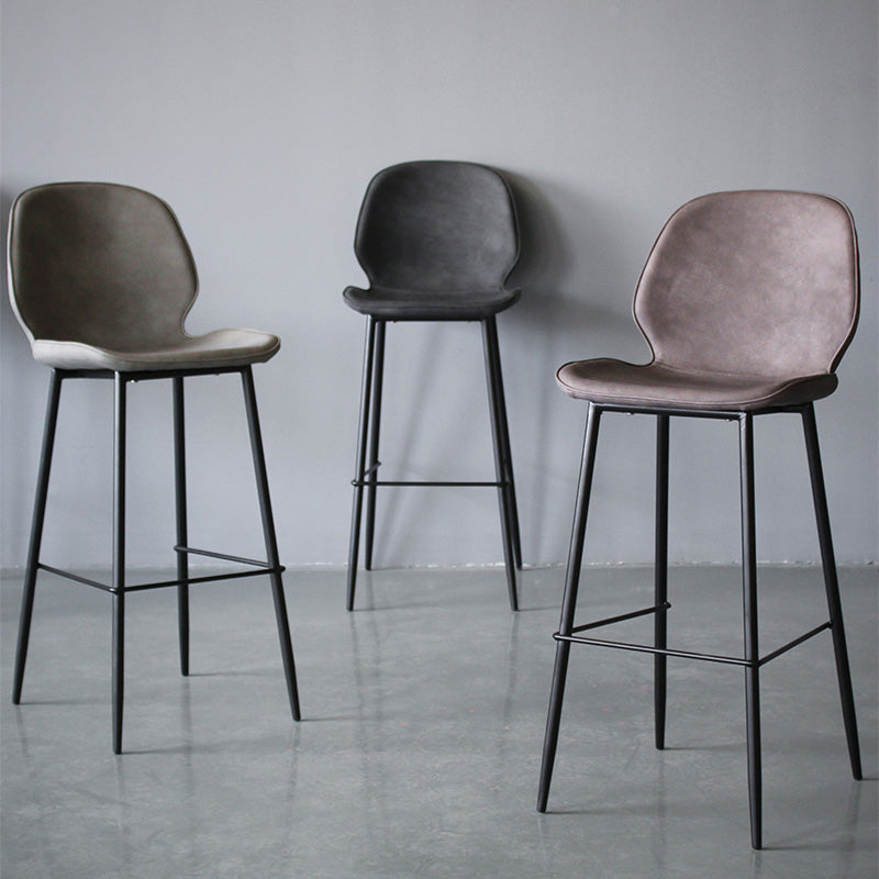 Bucket Footrest Counter Bar Stool Industrial PU Upholstery Low Back Indoor Counter Stool