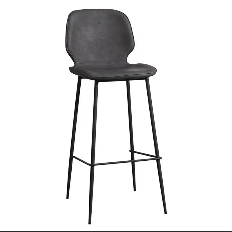 Bucket Footrest Counter Bar Stool Industrial PU Upholstery Low Back Indoor Counter Stool
