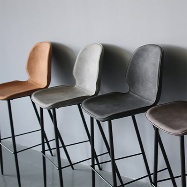 Bucket Footrest Counter Bar Stool Industrial PU Upholstery Low Back Indoor Counter Stool