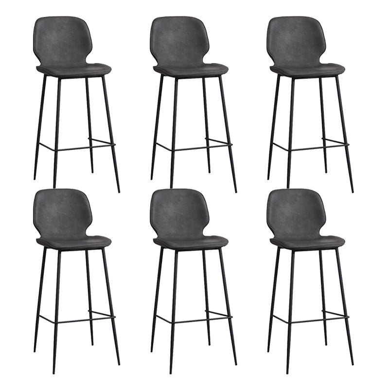Bucket Footrest Counter Bar Stool Industrial PU Upholstery Low Back Indoor Counter Stool