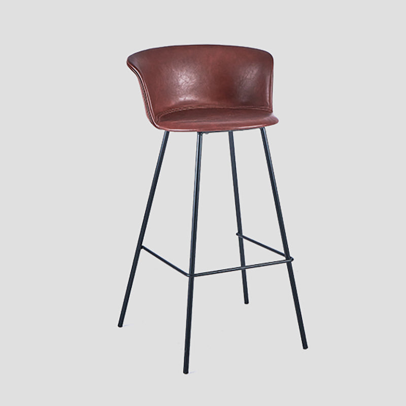 Indoor Leather Bar & Counter Stool Industrial Footrest Low Back Bucket Counter Chair