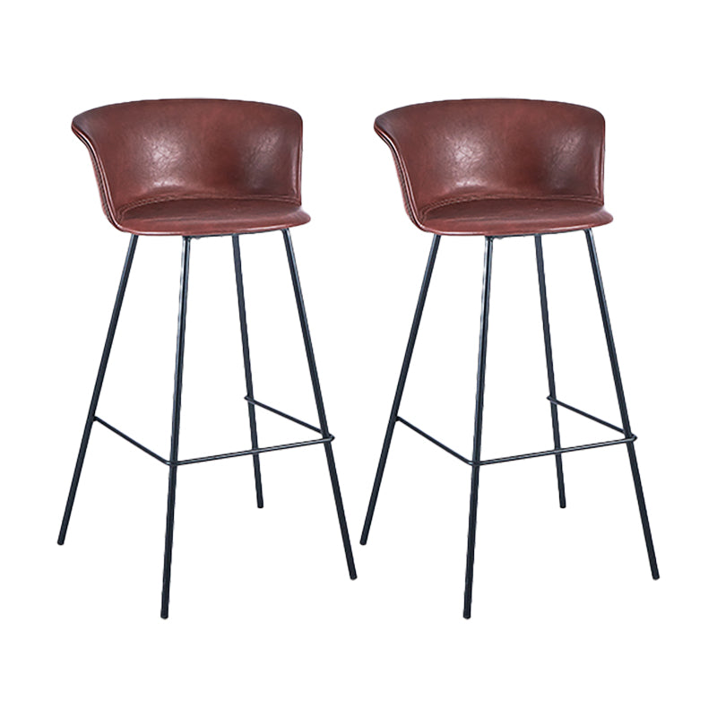 Indoor Leather Bar & Counter Stool Industrial Footrest Low Back Bucket Counter Chair