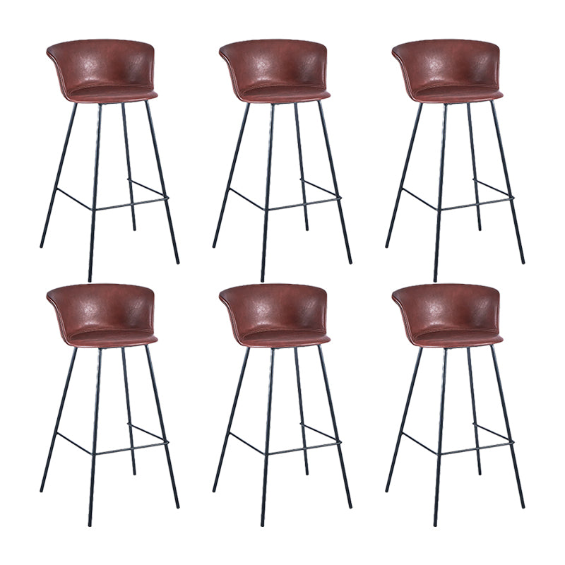 Indoor Leather Bar & Counter Stool Industrial Footrest Low Back Bucket Counter Chair