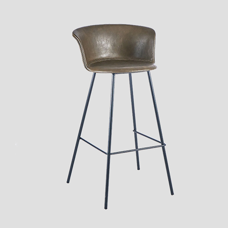 Indoor Leather Bar & Counter Stool Industrial Footrest Low Back Bucket Counter Chair