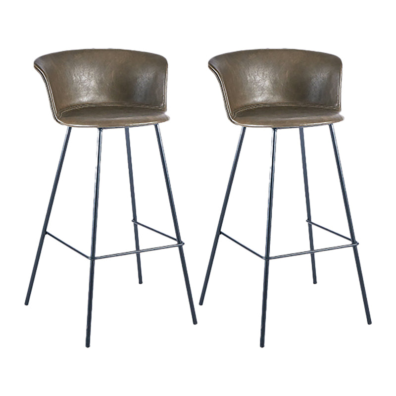 Indoor Leather Bar & Counter Stool Industrial Footrest Low Back Bucket Counter Chair