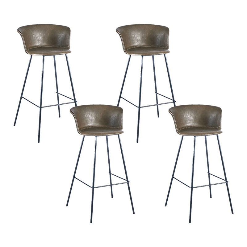 Indoor Leather Bar & Counter Stool Industrial Footrest Low Back Bucket Counter Chair