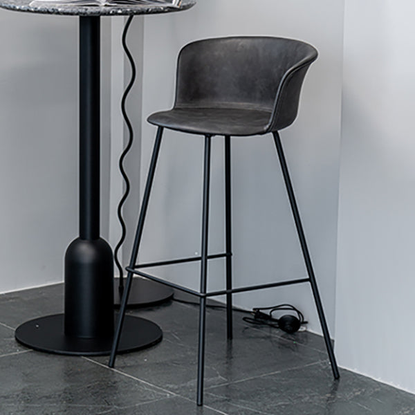 Indoor Leather Bar & Counter Stool Industrial Footrest Low Back Bucket Counter Chair