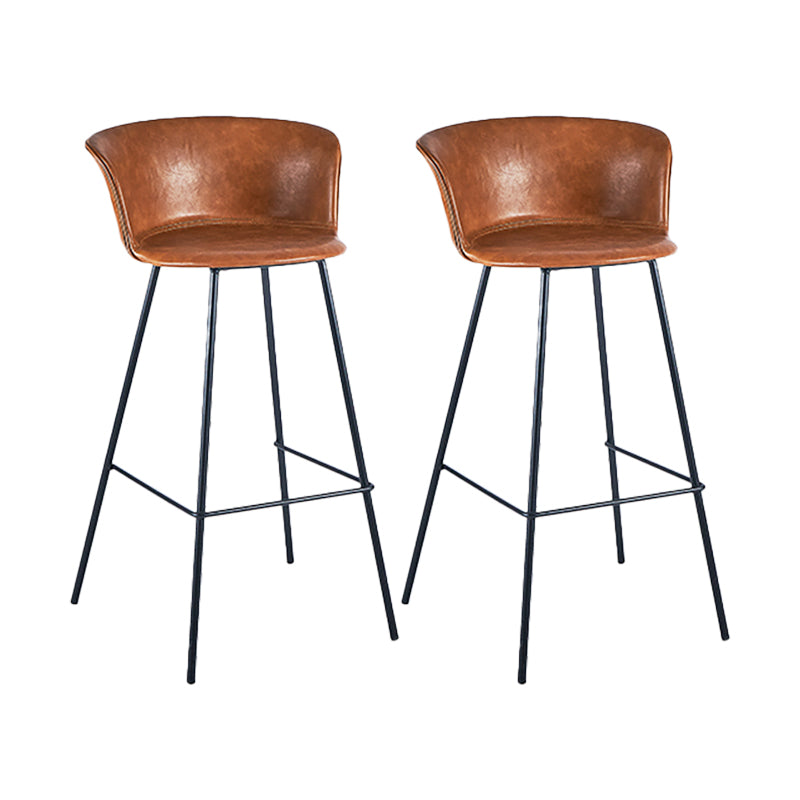 Indoor Leather Bar & Counter Stool Industrial Footrest Low Back Bucket Counter Chair