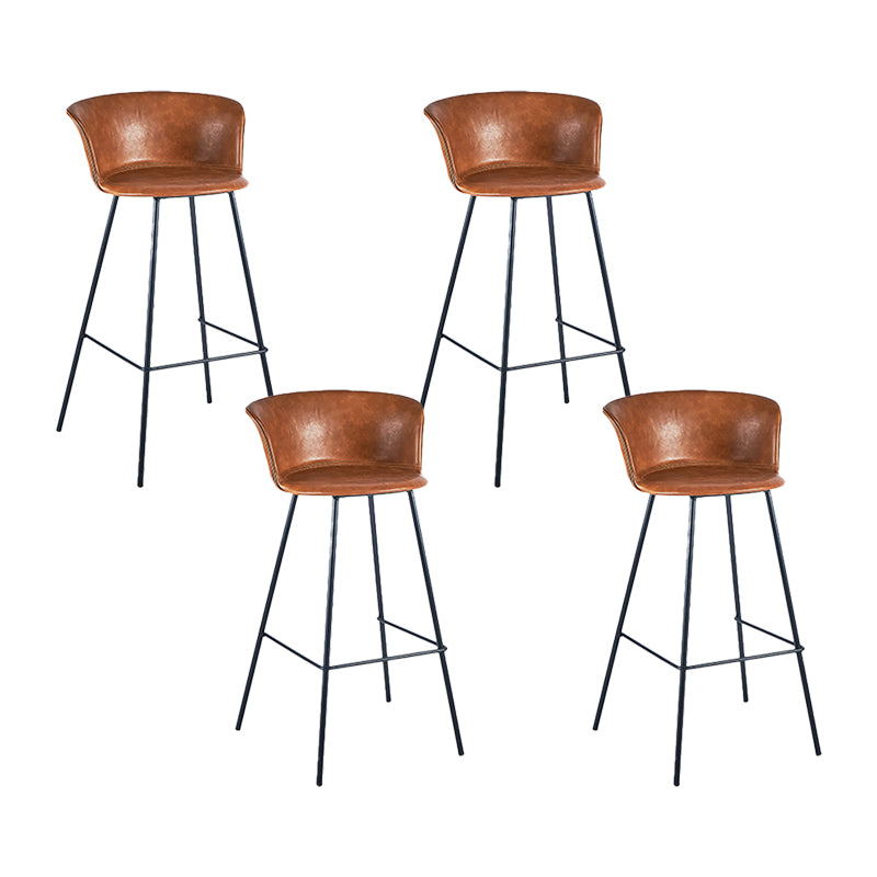 Indoor Leather Bar & Counter Stool Industrial Footrest Low Back Bucket Counter Chair