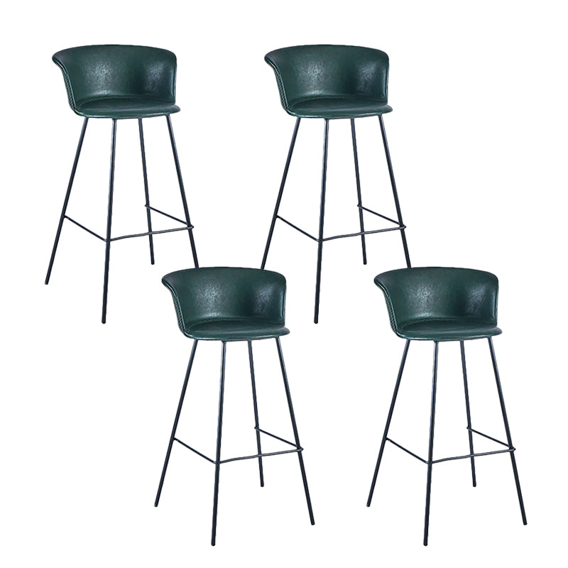 Indoor Leather Bar & Counter Stool Industrial Footrest Low Back Bucket Counter Chair