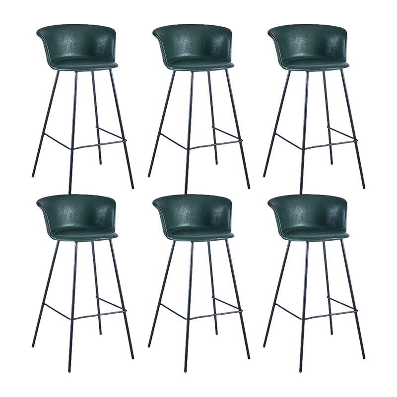 Indoor Leather Bar & Counter Stool Industrial Footrest Low Back Bucket Counter Chair